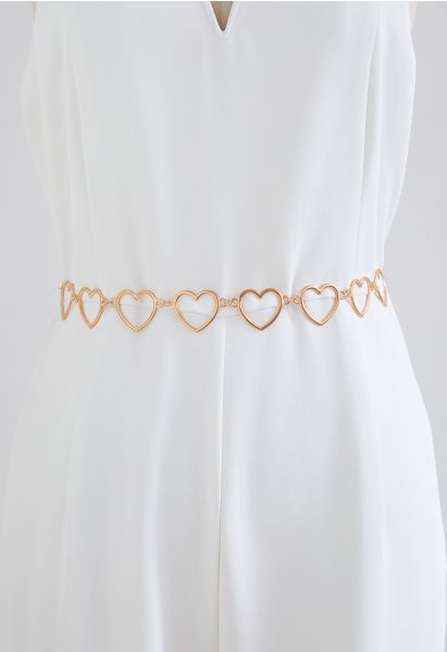 حزام سلسلة معدنية ذهبية على شكل قلب