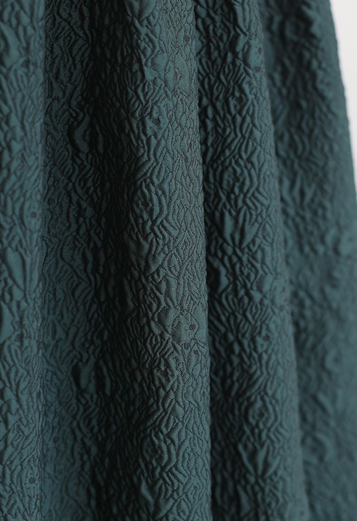 تنورة متوسطة الطول من قماش الجاكار بخصر من Bowknot باللون الأخضر