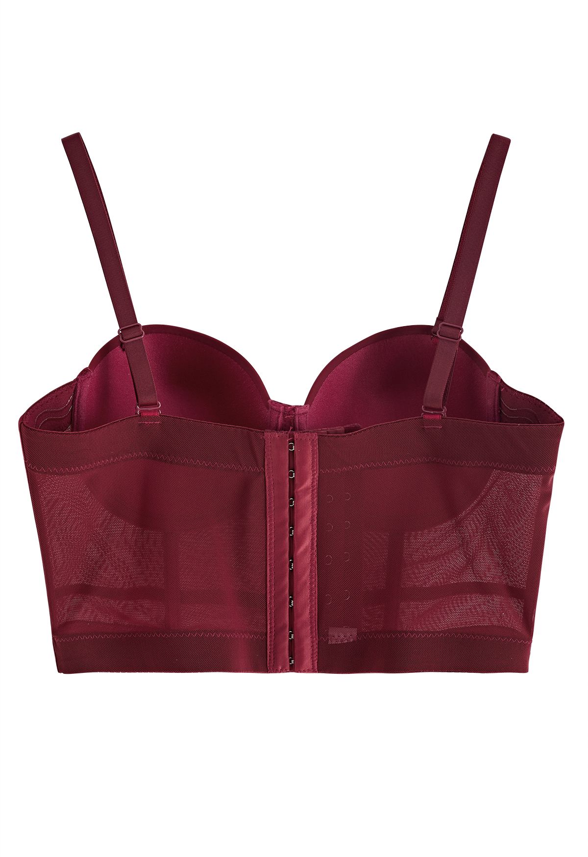 Solid Color Underwire Bustier Crop Top in Burgundy