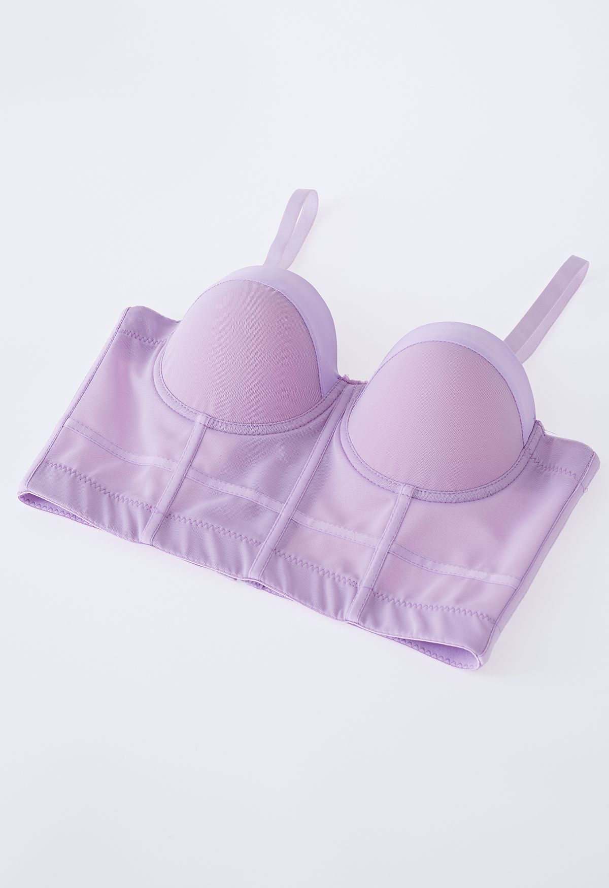 Solid Color Underwire Bustier Crop Top in Lilac