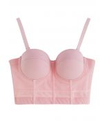 Solid Color Underwire Bustier Crop Top in Pink