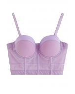 Solid Color Underwire Bustier Crop Top in Lilac