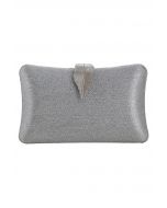 Solid Textured Leaf Clutch in Silver
